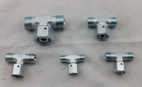 कुंडा नट एल सीरीज के साथ मीट्रिक थ्रेड बाइट प्रकार हाइड्रोलिक पाइप एडाप्टर शाखा टी फिटिंग